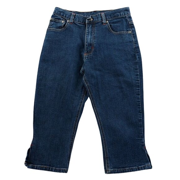 Womens Capri Jeans Size 14 S Casual Cropped Classic Blue Denim Summer Mid Rise - Picture 1 of 11